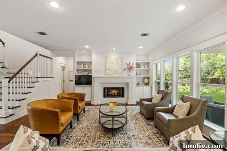 Inviting living area showcasing exquisite millwork and designer finishes