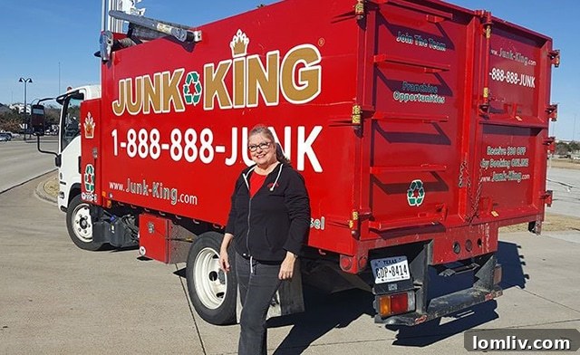 Junk King's Renee Ferguson: Your Junk's National TV Spotlight Awaits 2 Renee Ferguson from Junk King ready to help with junk removal.
