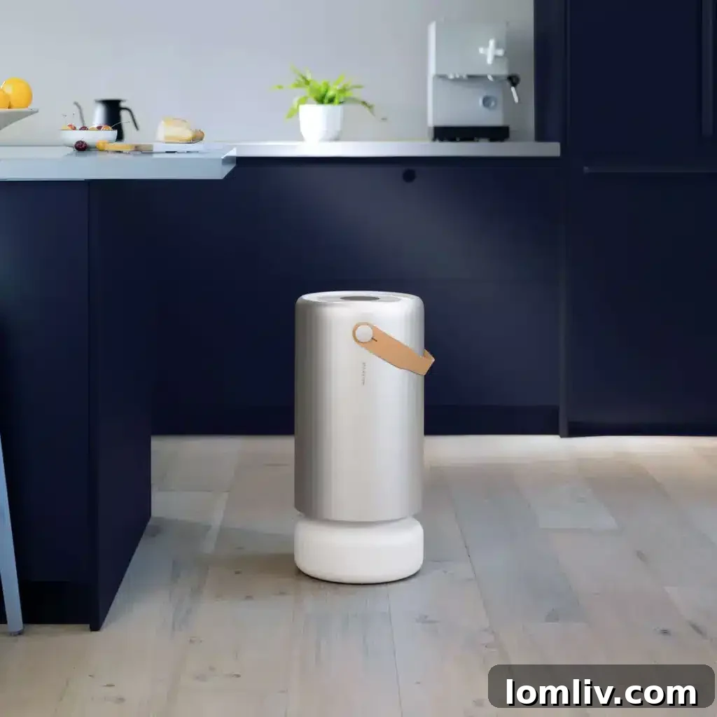 Molekule Air Pro, a sleek cylindrical air purifier.