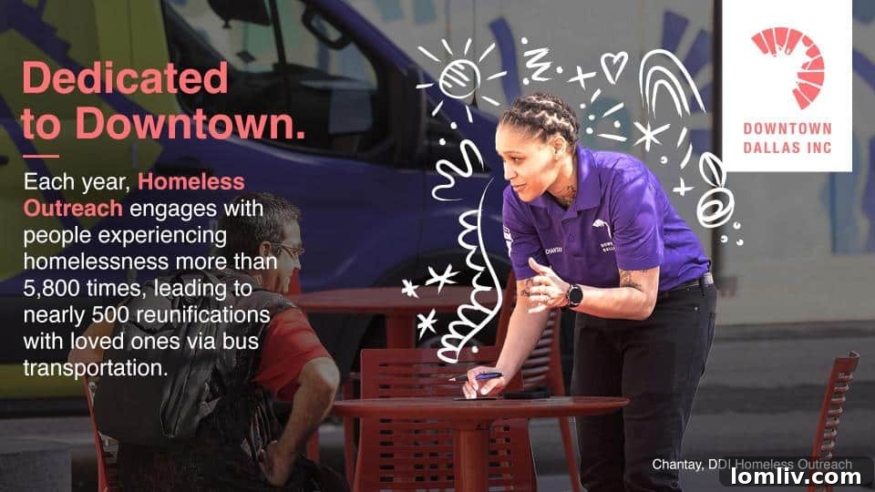 DDI team member assisting a resident in Downtown Dallas