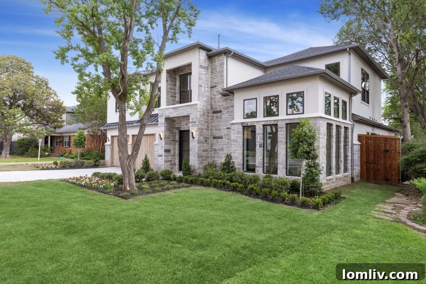 Modern exterior of 3766 Van Ness Lane, a new home in Dallas