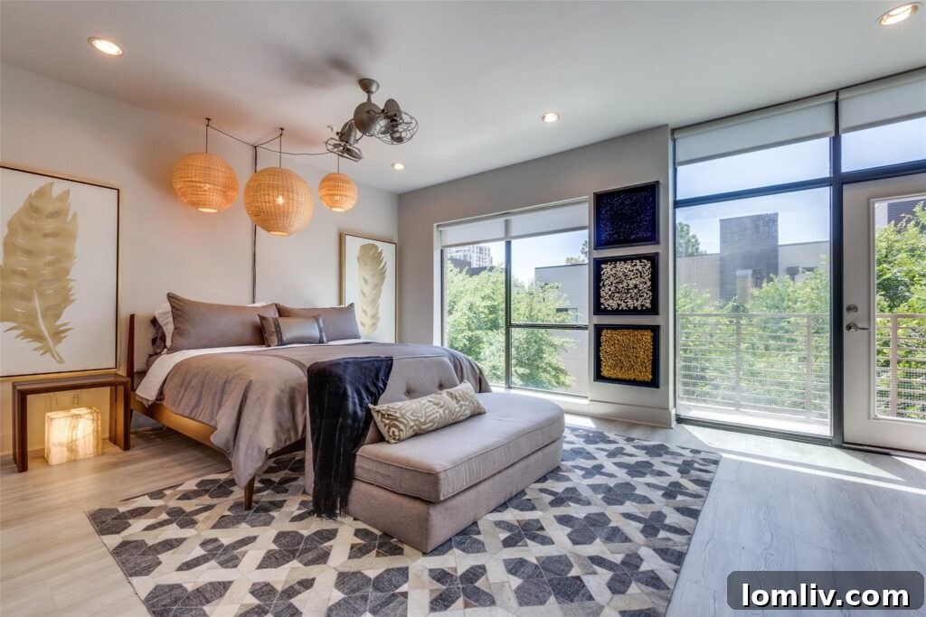 Scenic view from a rooftop deck overlooking the Dallas skyline