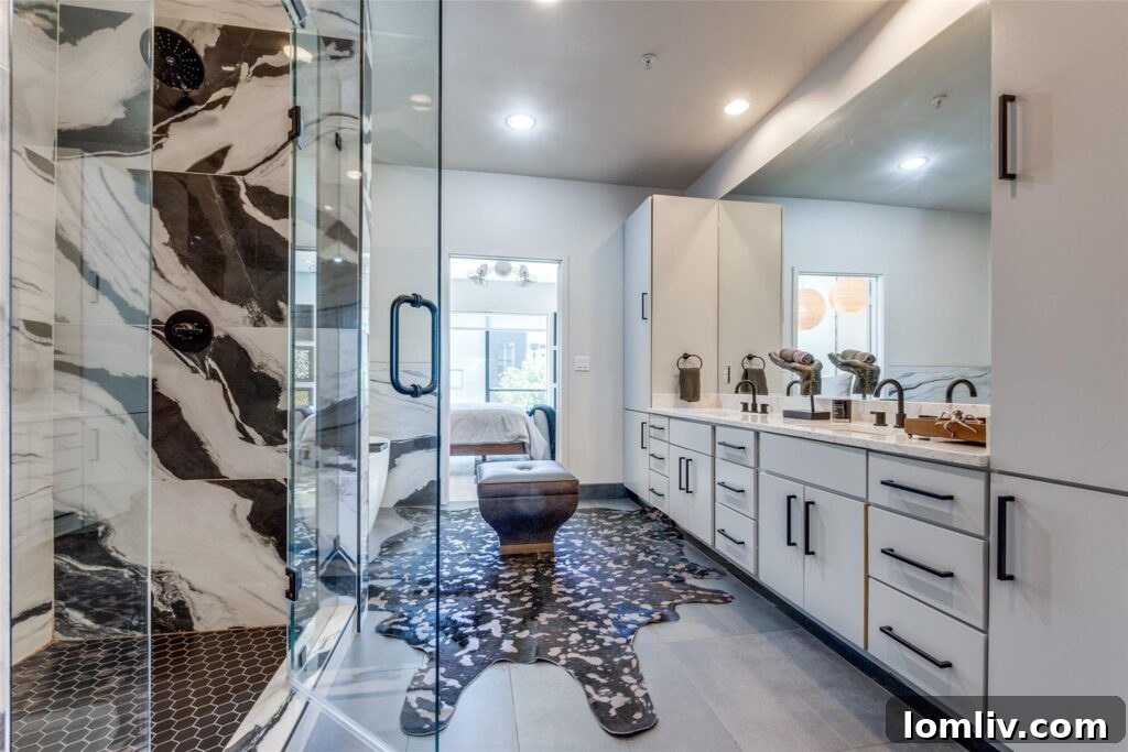 Modern interior staircase connecting different levels of a Dallas condo