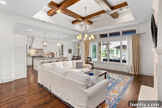 Open concept kitchen and living area with island