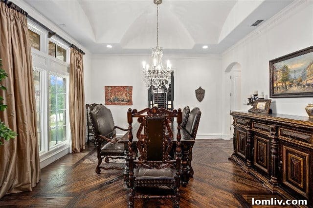 Close-up of hand-scraped hardwood floors in a luxury home
