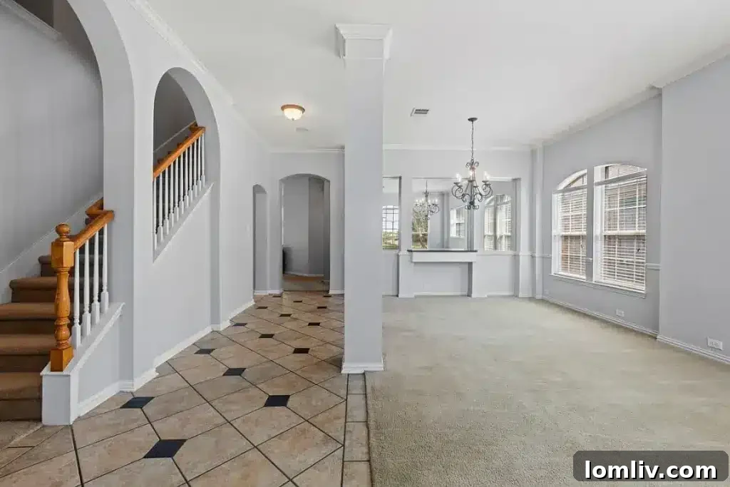 Bright and inviting living room with natural light in a Grand Prairie home