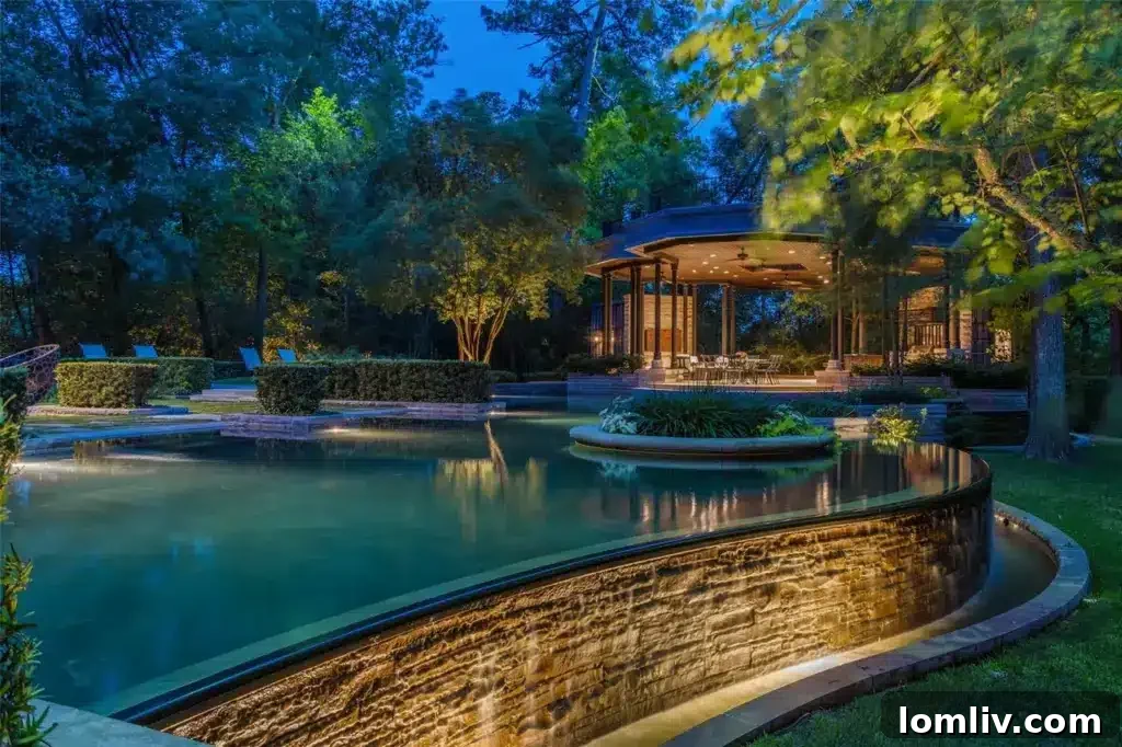 The secluded two-bedroom guest lodge with its private pool.
