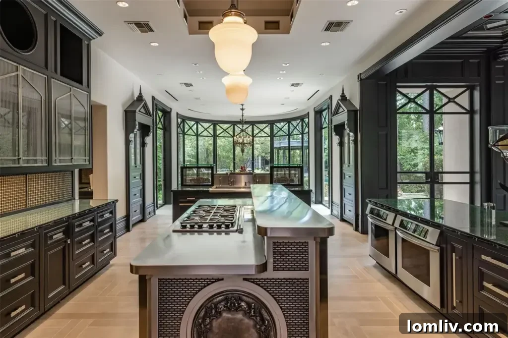 An inviting bedroom with sophisticated decor and ample natural light.