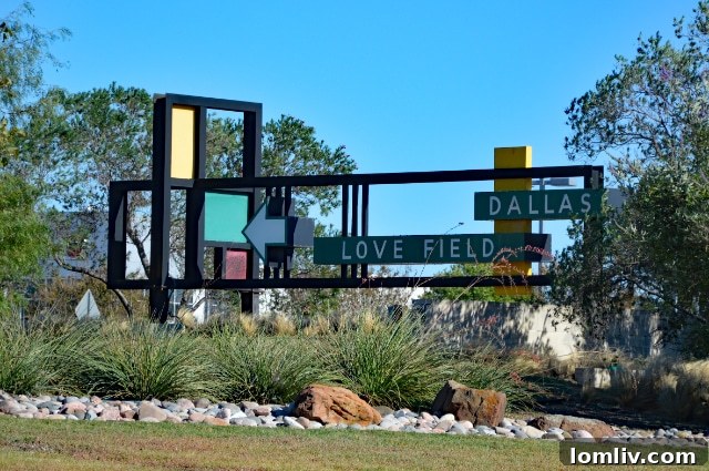An illustrative image of Dallas Love Field, specifically highlighting the intersection of Denton Drive and Mockingbird Lane, providing a different perspective of the airport's expansive footprint.