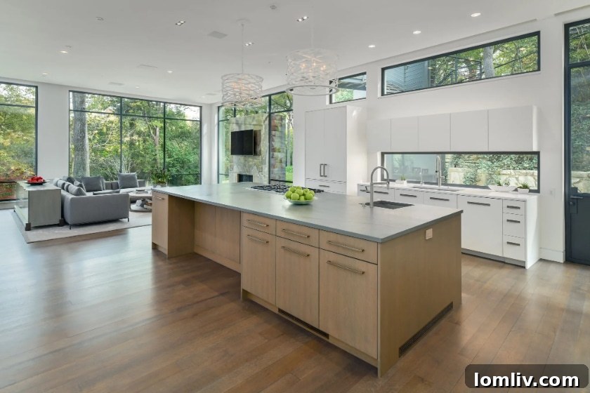 Elegant modernist kitchen with clean lines and abundant light