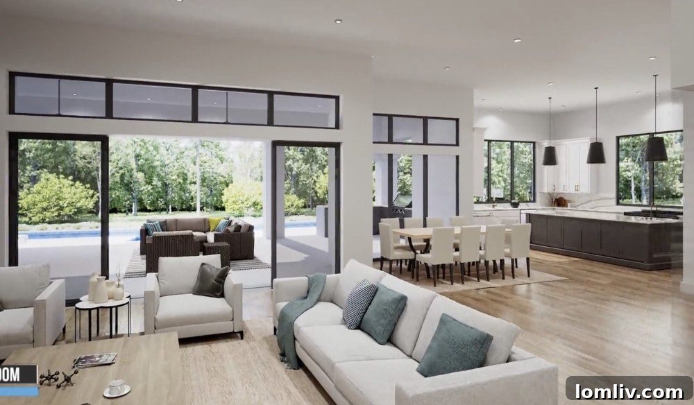 Bathroom with large windows overlooking a private Zen garden, bringing nature indoors