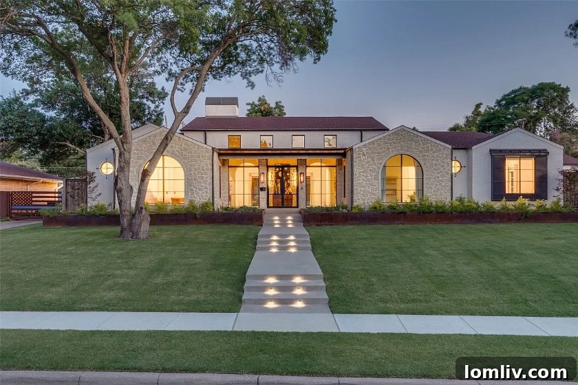 Modern Mediterranean home exterior at 7014 Mason Dells
