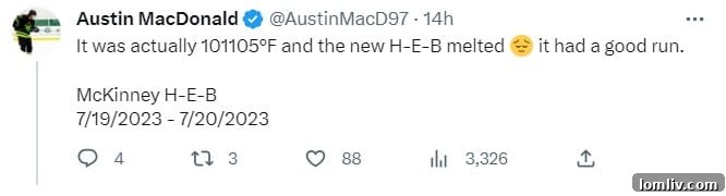 A wide shot showcasing the modern architecture and expansive storefront of a newly opened H-E-B grocery store, drawing in excited shoppers.