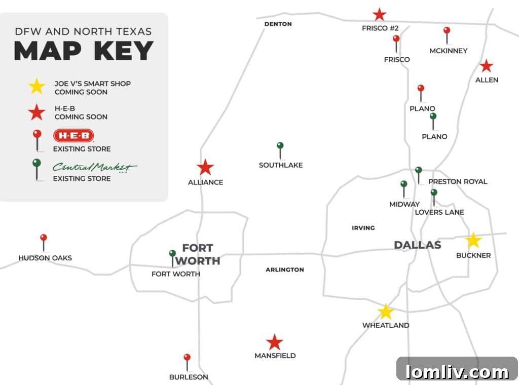 An interior view of a bustling H-E-B store, highlighting wide aisles, diverse product displays, and a vibrant shopping atmosphere.