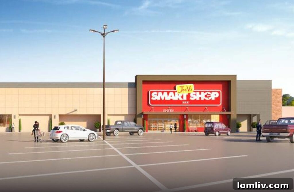 A rendering of the future Joe V's Smart Shop in Dallas, showcasing its modern design and clear branding.