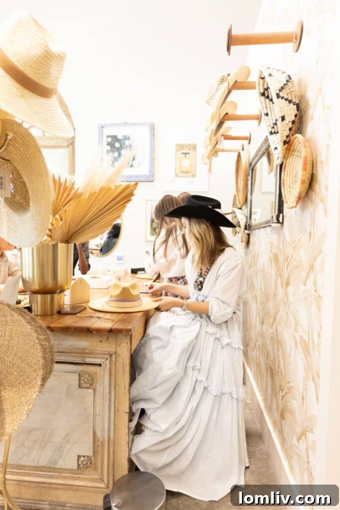 Customers creating custom hats at Flea Style's popular Hat Bar.