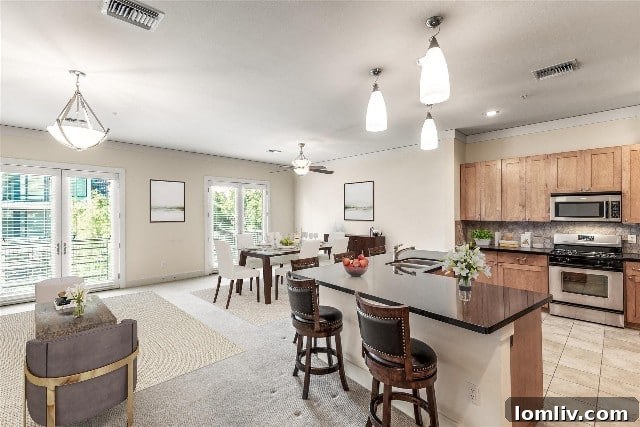 The bright and airy interior of 3300 West 7th #301 condo, featuring an open concept living space with ample natural light.