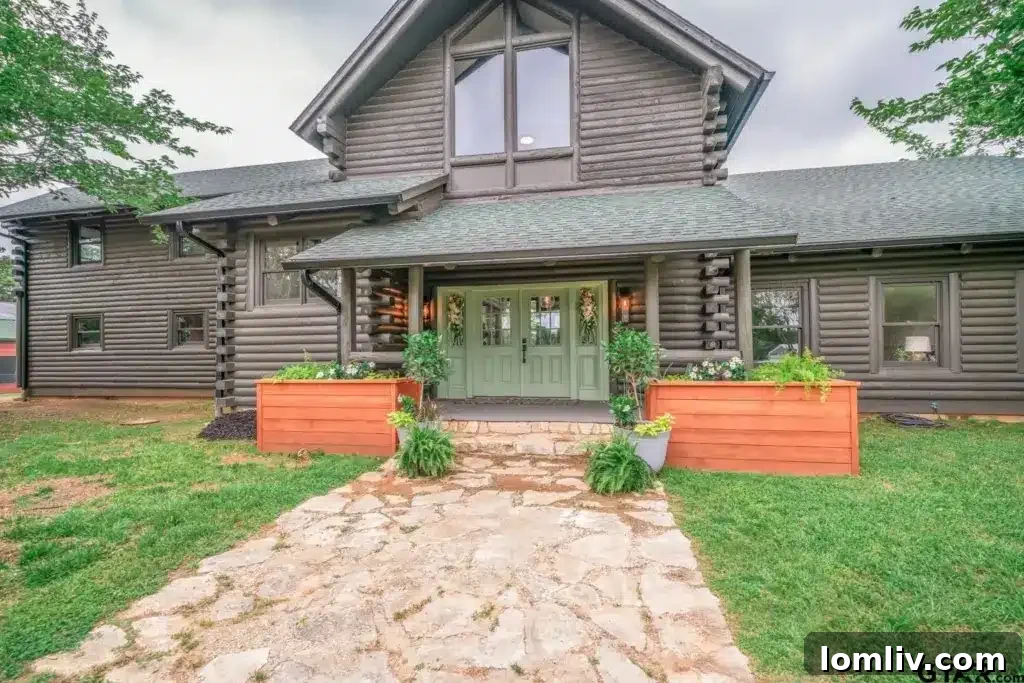 Modern farmhouse interior featuring exposed wooden beams and stylish decor