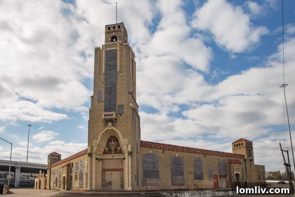 The Fort Worth Public Market's historic architecture, listed on the National Register of Historic Places.