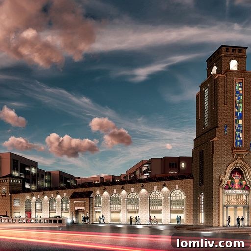 Architectural rendering of the restored Fort Worth Public Market with The Harden development adjacent.