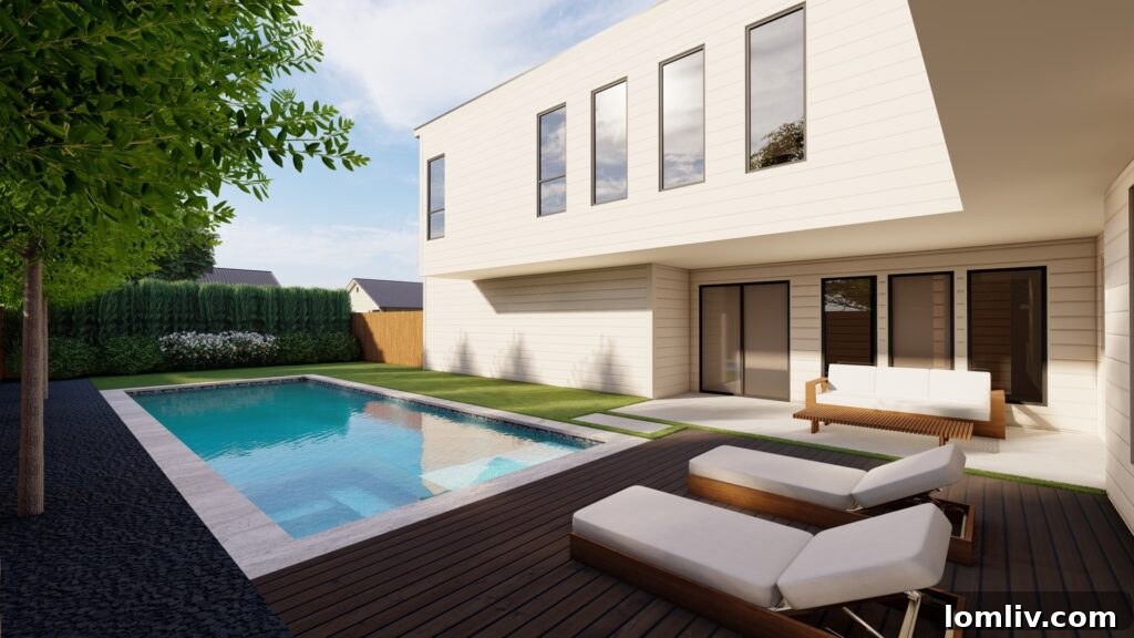 The spacious and low-maintenance courtyard area of the Dallas live-work home.