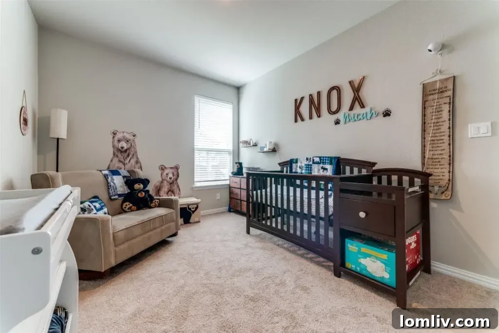 Go West to Springtown: Live the Country Dream on a Budget 12 A view of a secondary bedroom with warm carpeting, light-colored walls, and a window providing natural light, ideal for family or guests.