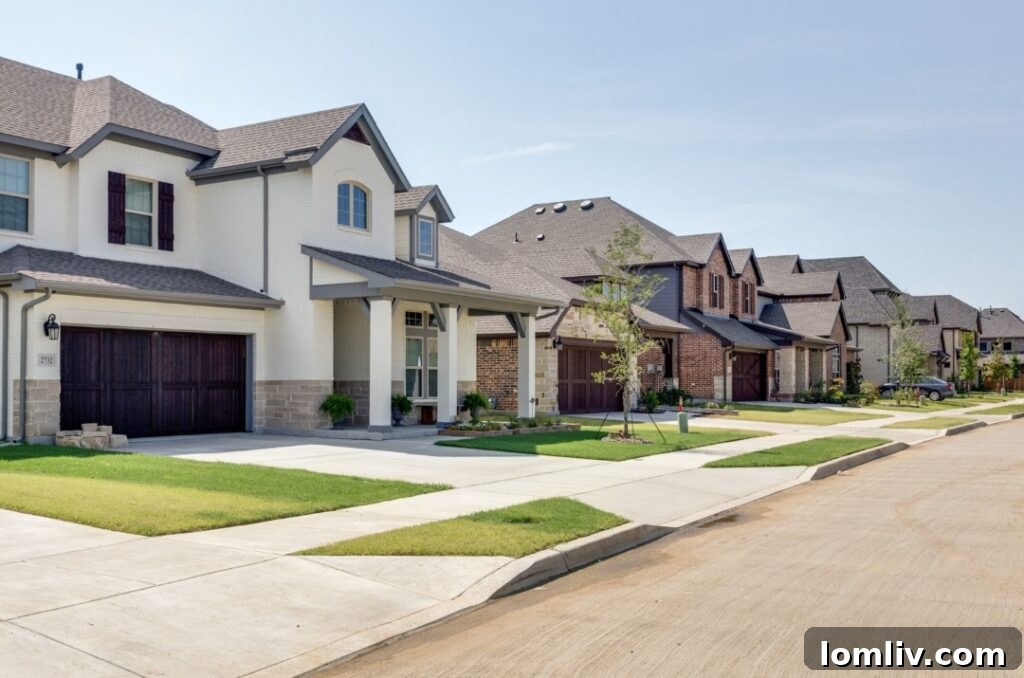 A charming street view of homes in the Lakes of River Trails neighborhood