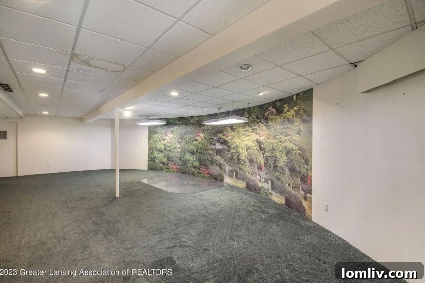 The unique jungle room in the flying saucer house