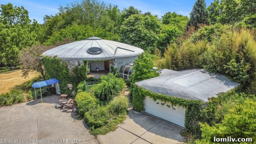 Exterior of a unique flying saucer house