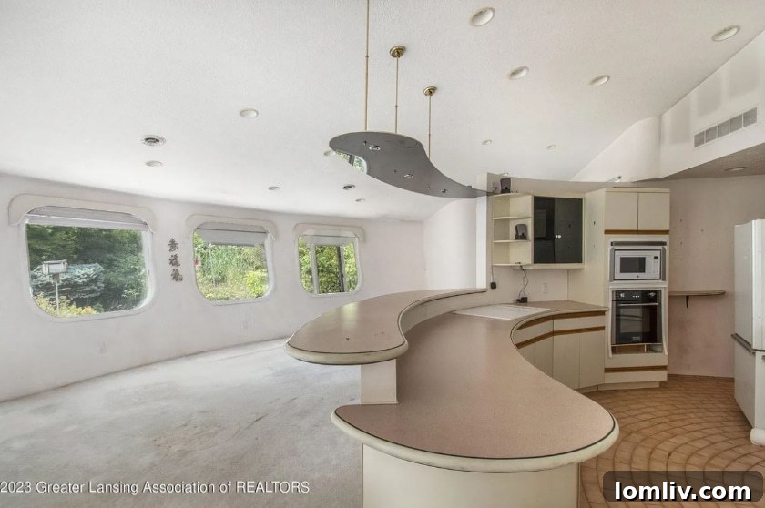 Interior design of the flying saucer house kitchen
