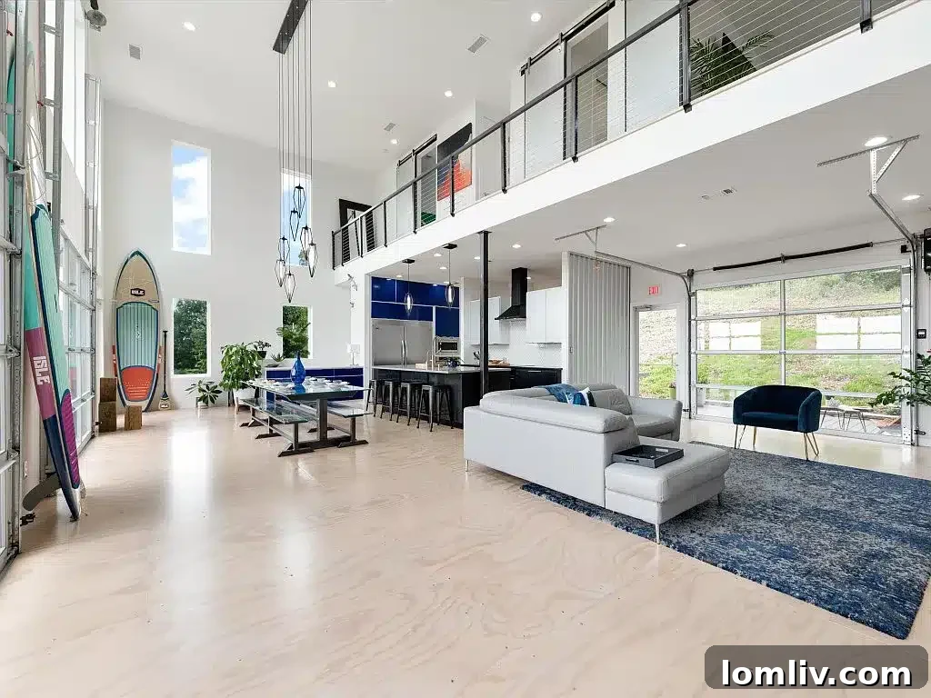 Keller's Beautiful Homes: The Epitome of Suburban Perfection 14 Spacious open-concept living area with concrete walls and panoramic views