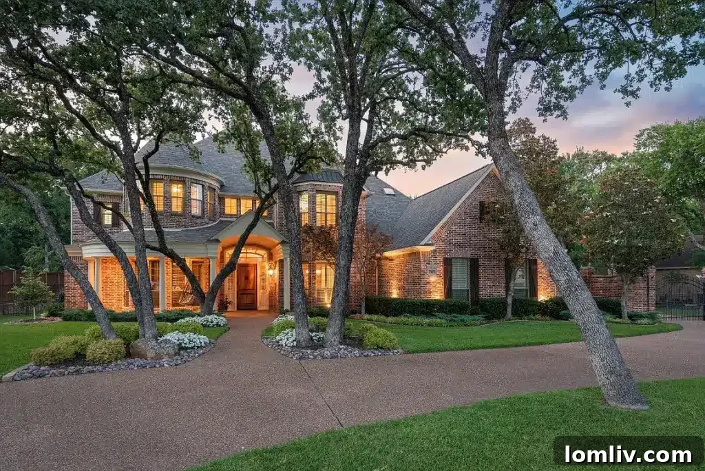 Keller's Beautiful Homes: The Epitome of Suburban Perfection 3 Exterior view of 1305 Danbury Parks Drive in Keller, showing a grand entrance and lush front yard