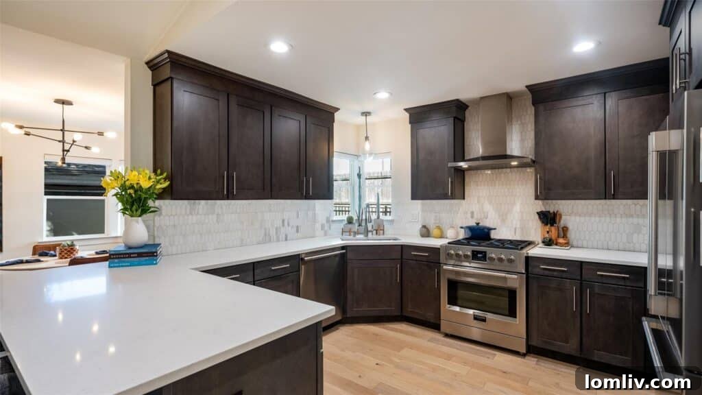 Your Cozy Lakeside Haven Awaits 7 Stylish bathroom with modern fixtures and a spacious vanity in the East Dallas residence