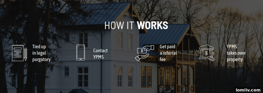 Screenshot of the Your Problem My Solution website, showing branding and claims of expertise in resolving property disputes.