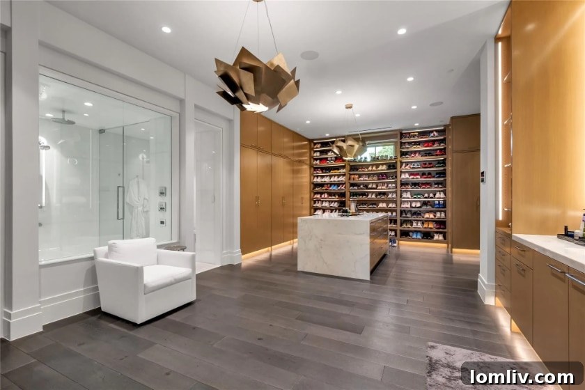 Luxurious Living Area with Fireplace and High Ceilings