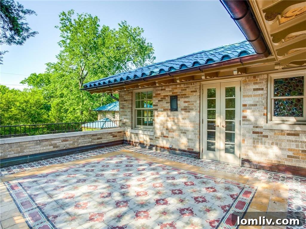 Detail of the unique blue tile in the Lakewood home
