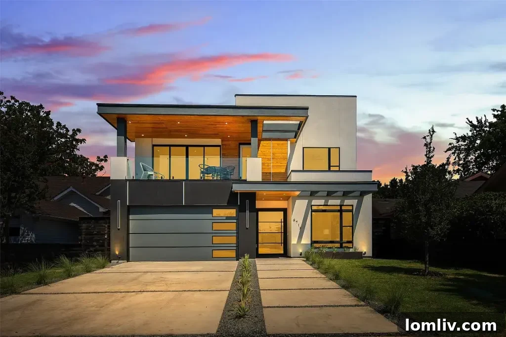 Striking facade of the contemporary Dallas home