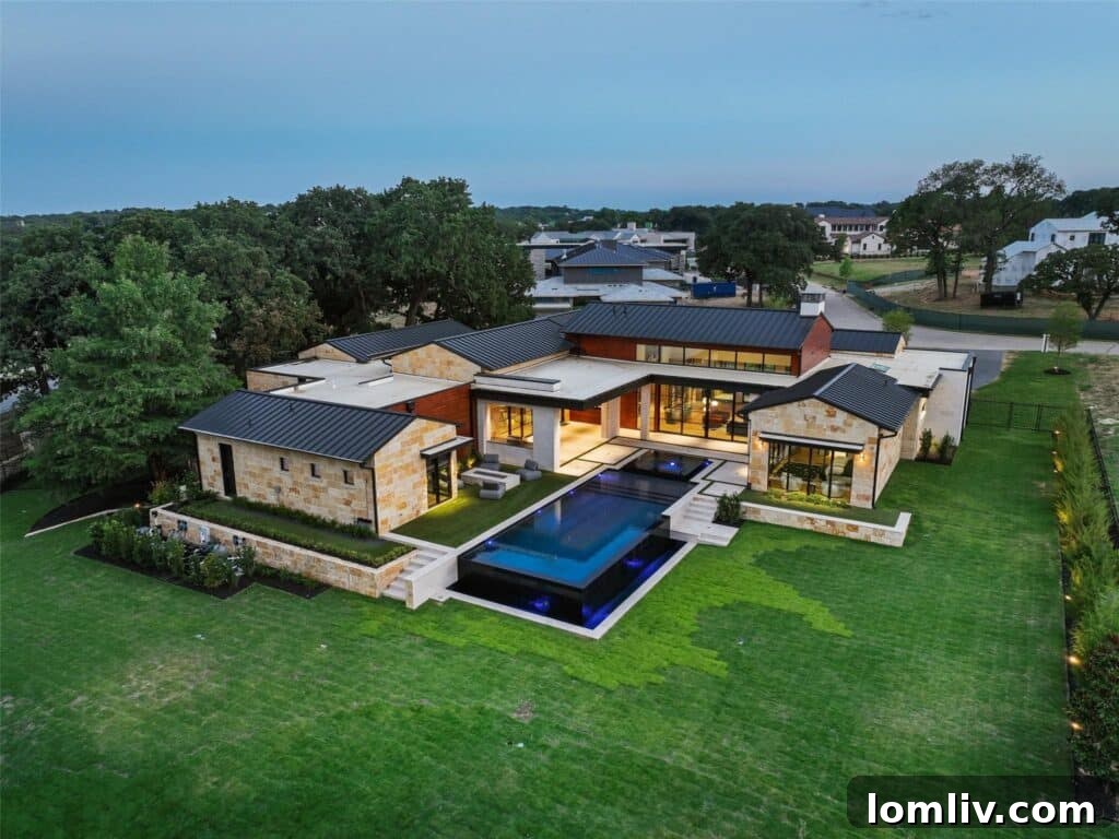 Westlake's Quail Hollow: Redefining Modern Luxury 5 Close-up of the elegant exterior details and landscaping at 1714 Cypress Way.