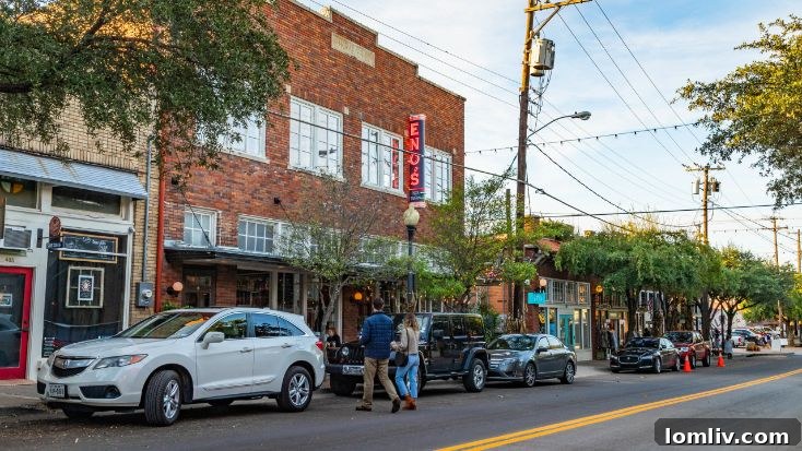 On-street parking in Bishop Arts District, Dallas, showcasing urban challenges and potential for reform.