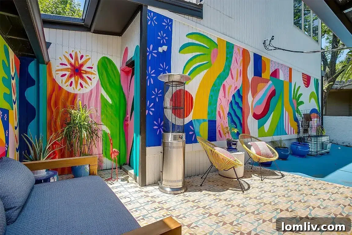 Custom Patio Mural Fort Worth Midcentury Modern