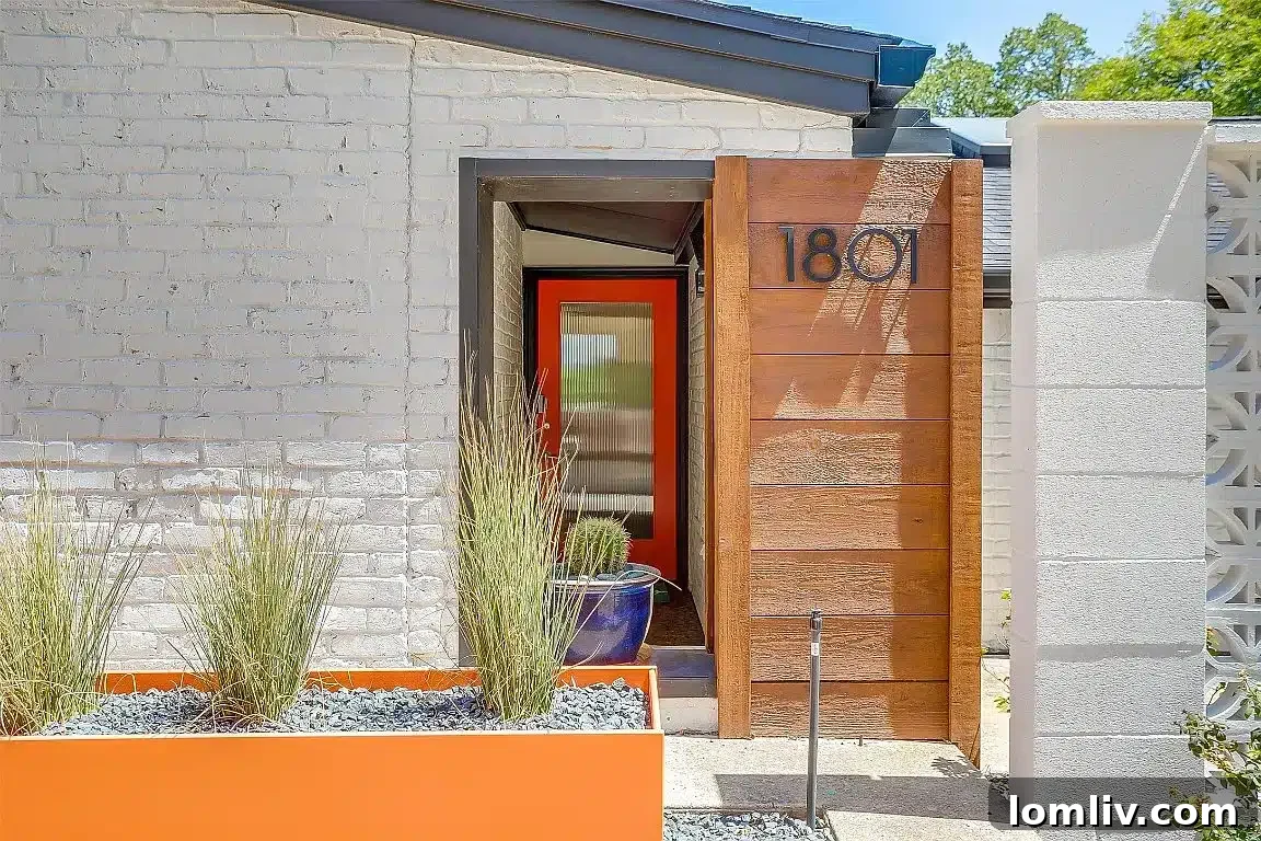 Colorful Entryway Fort Worth Midcentury Modern