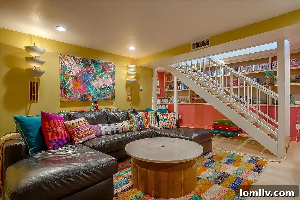 Colorful Living Area Fort Worth Midcentury Modern