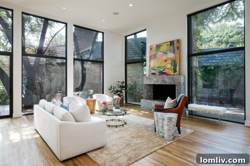 Exquisite exterior of a luxury home at 12114 Vendome Place in North Dallas, showcasing modern design and elegant landscaping.