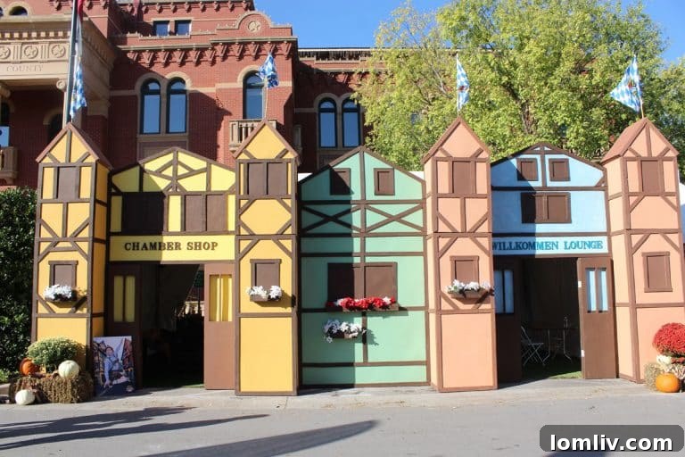 Festival-goers enjoying a vibrant outdoor scene at Southlake Oktoberfest, with a mix of modern and traditional elements.