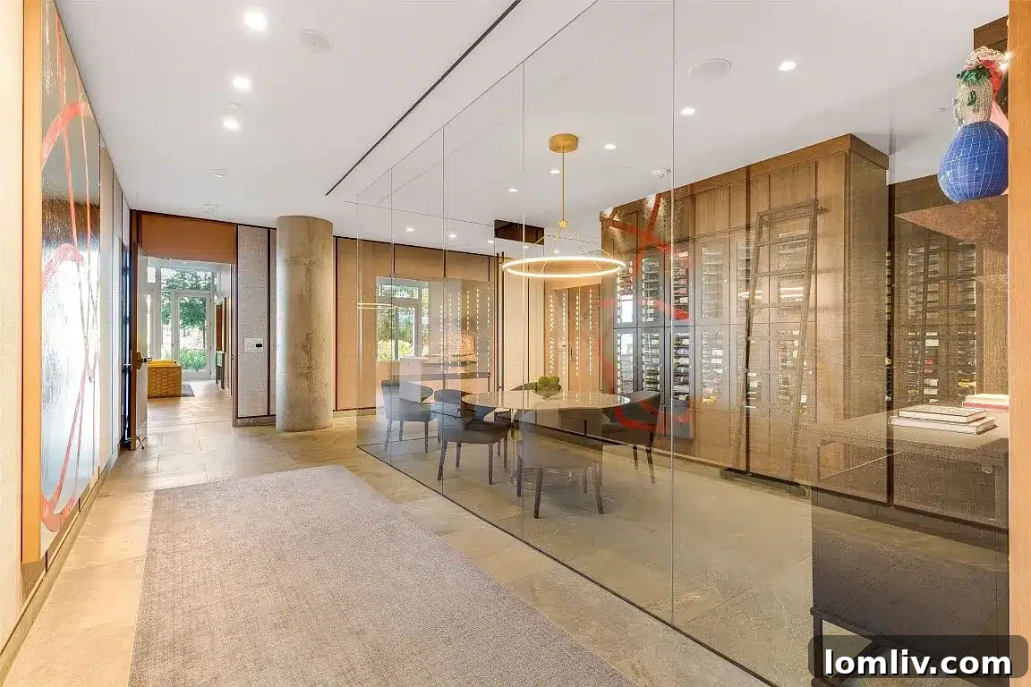 Elegant wine room at HALL Arts Residences Dallas