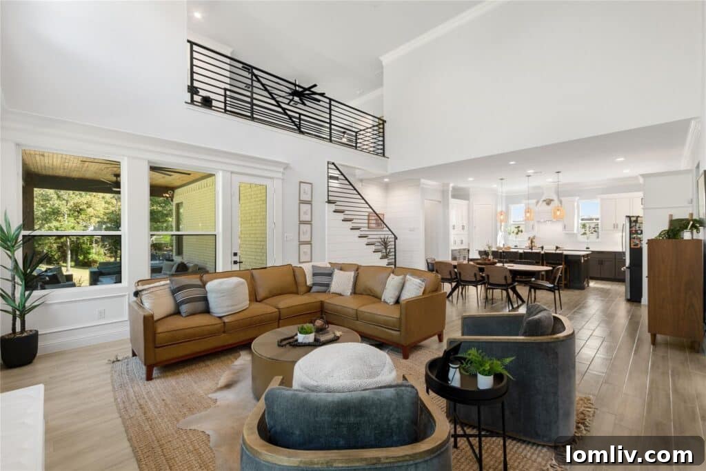 Exterior view of the modern lake house with clean lines