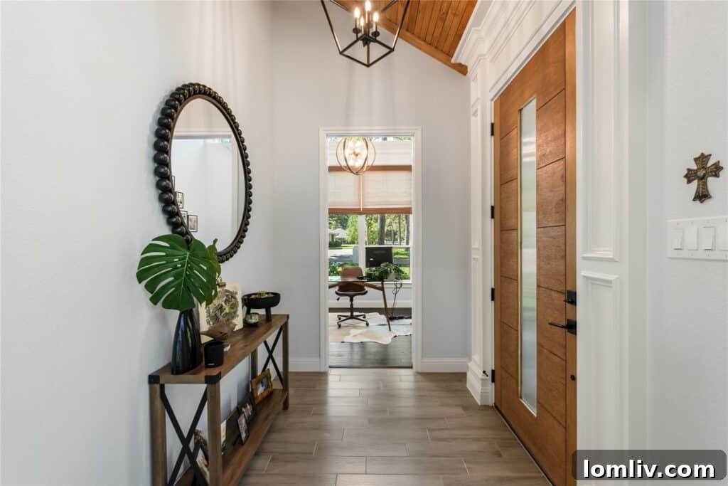 Contemporary lake house architecture with large windows