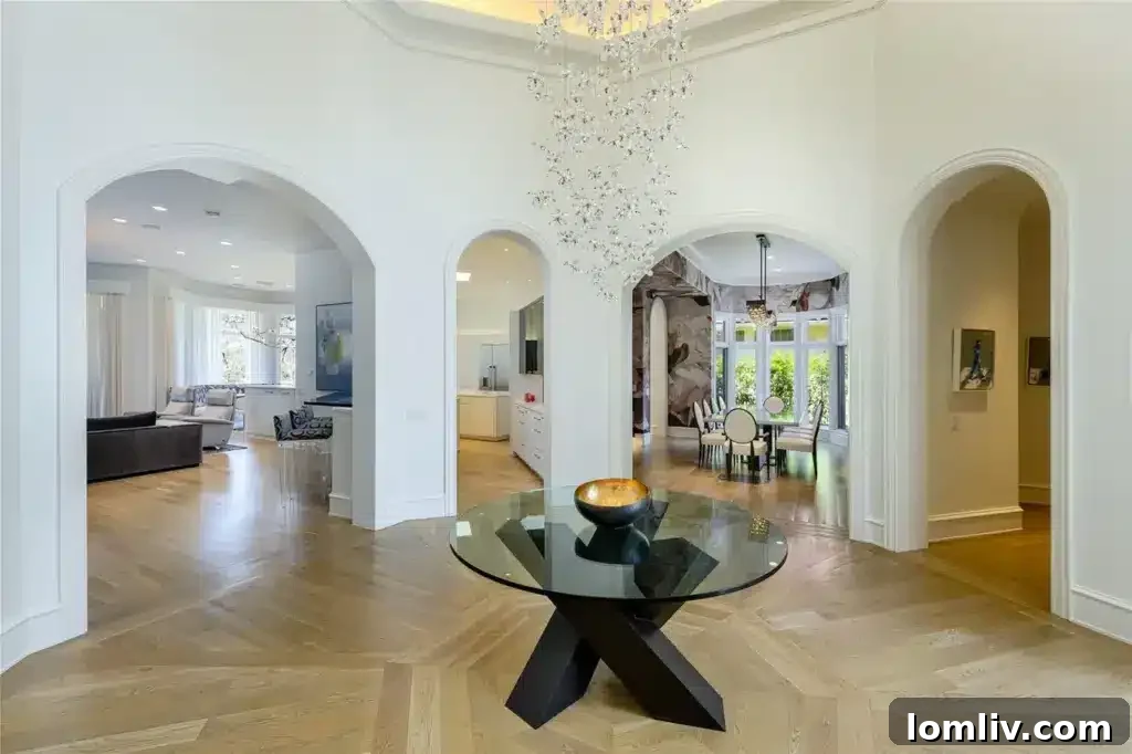 Elegant dining area with a view of the outdoors