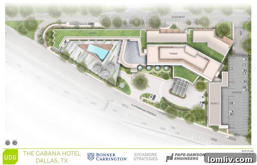 Map of the Dallas Design District and the Cabana Hotel location