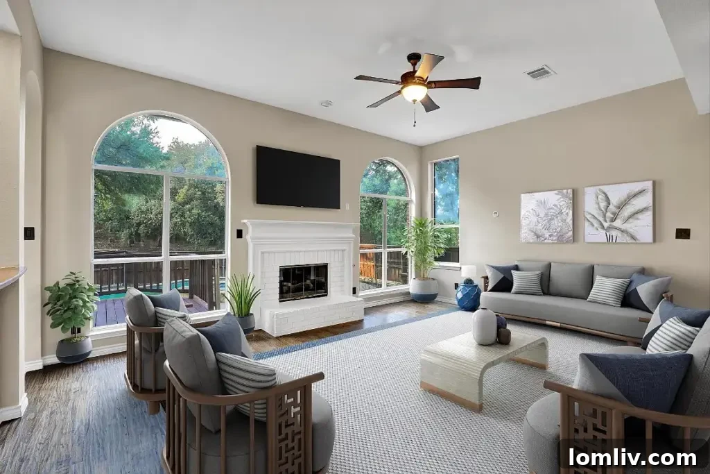 Spacious and bright living area with high ceilings at 935 Crown Court